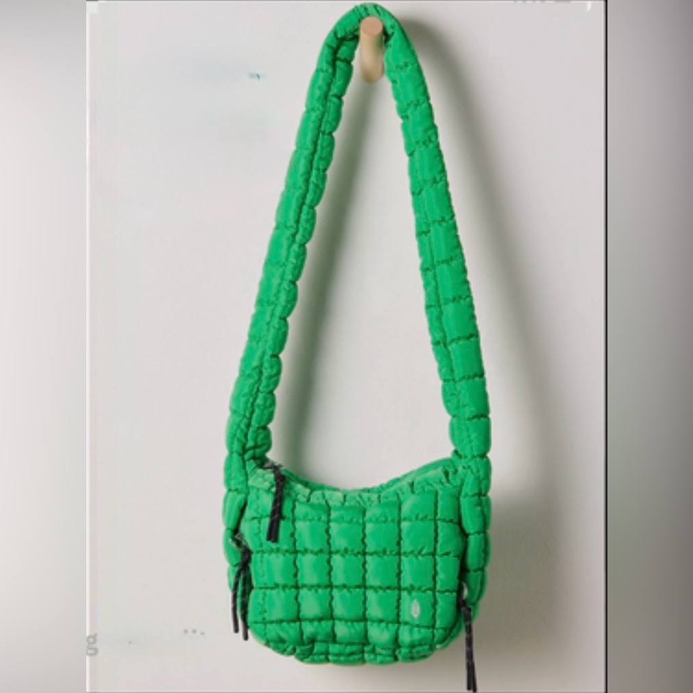 Free People Mini Quilted Carryall Sling Bag In Kelly Green Nwt
